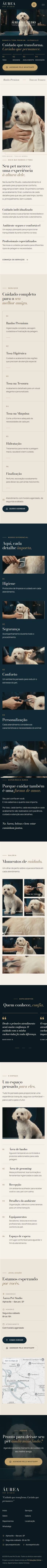 Site completo do Áurea Pet Studio no celular