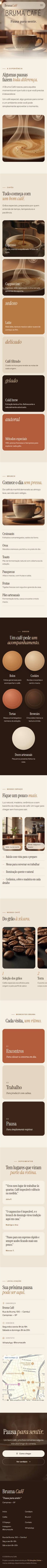 Site completo do Bruma Café no celular