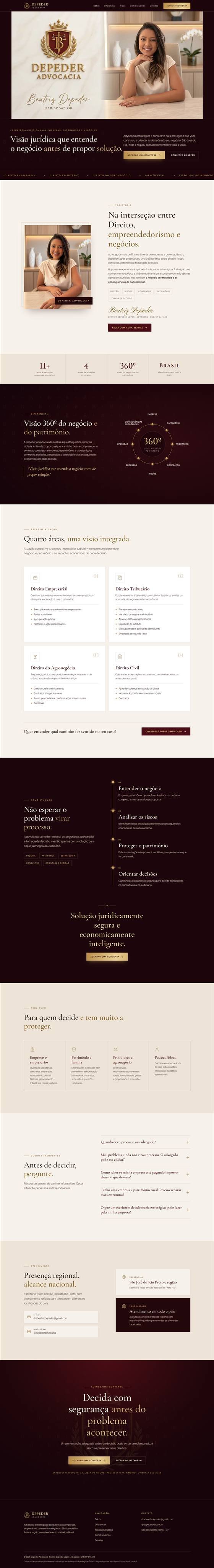 Site completo da Depeder Advocacia no computador