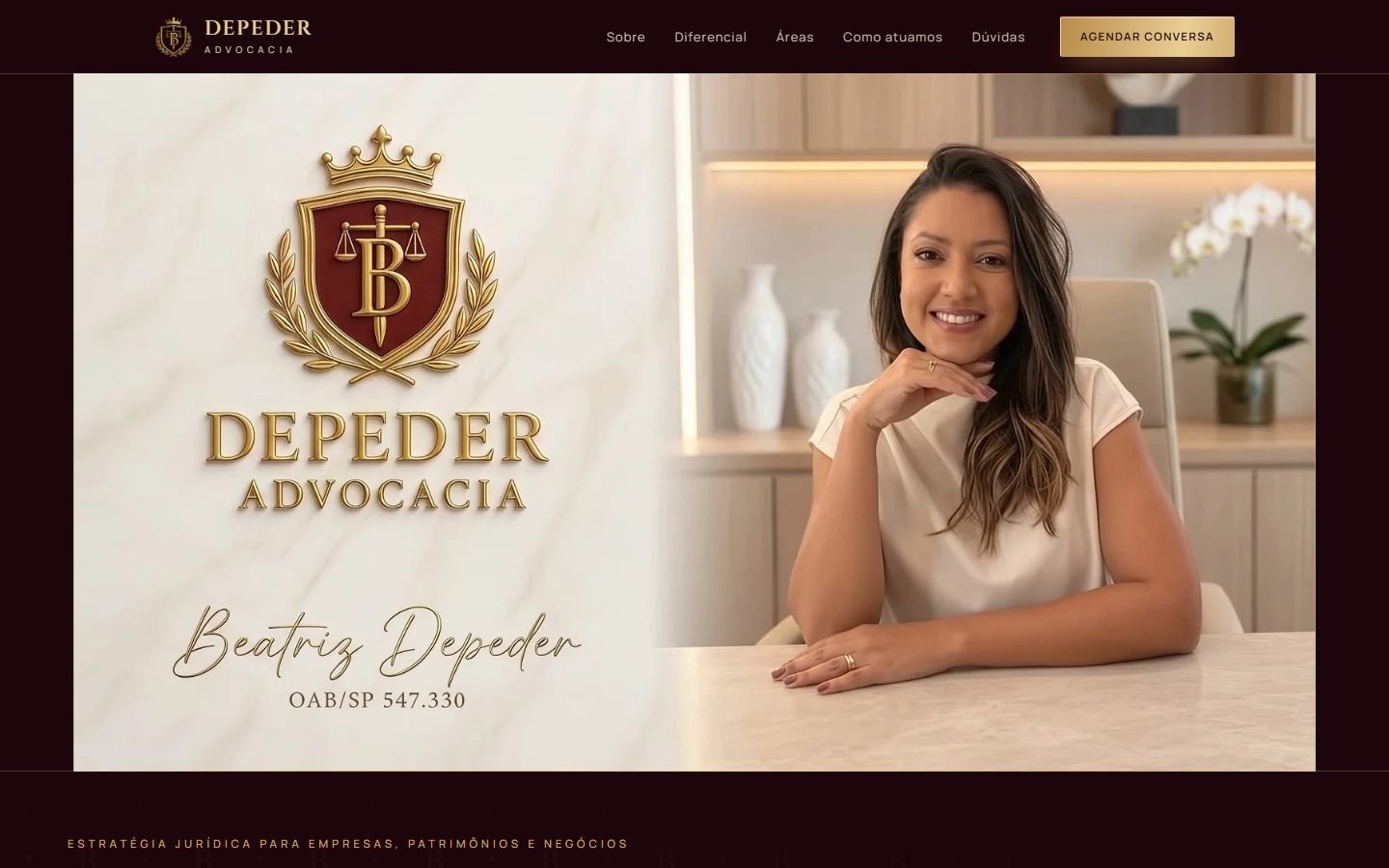 Site do escritório Depeder Advocacia