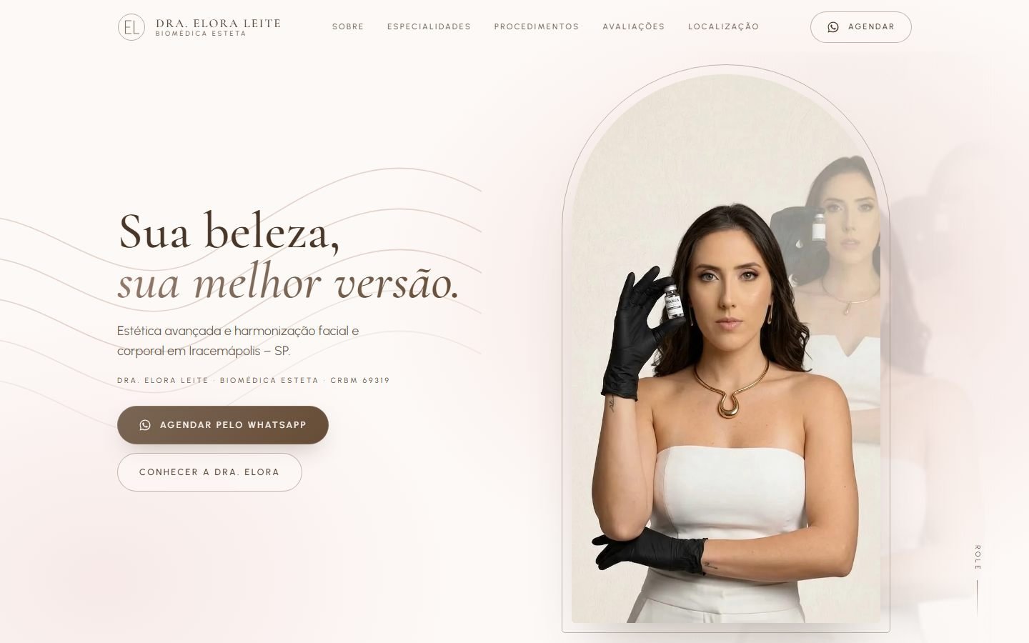 Site da Dra. Elora Leite, biomédica esteta